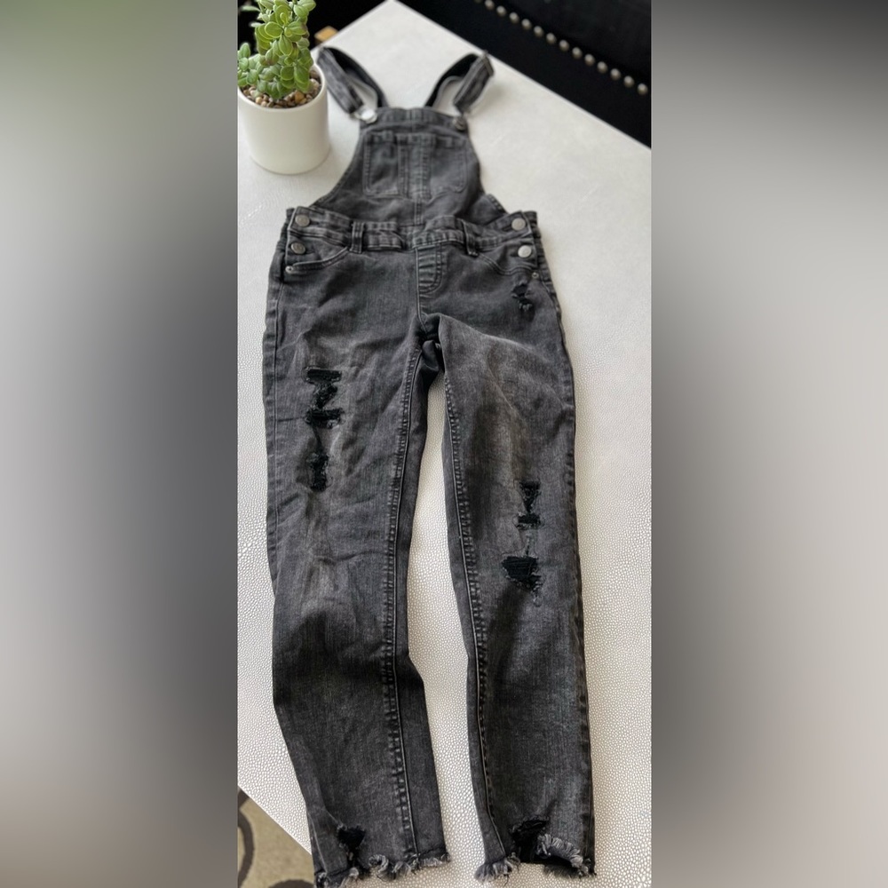 Black Distressed Overalls Size 10 by Justice